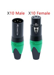 20pcs/10sets 10pcs 3 Pin XLR Female Jack + 10pcs Male Plug Professional 3 Pole XLR Socket Plug Microphone Connector Wholesale