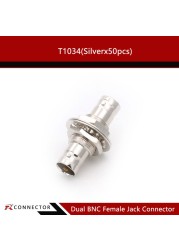 12/50/100pcs Chassis Plate Dual Female Adapter BNC Jack Socket Straight Screw Plate Mount Coaxial Connector