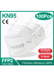 1-100pcs KN95 Masks ffp2fan 5 Layers Mouth Mask FFP2 KN95 Respirator FPP2 Masque FFP 2 Protective Face Mascarillas Masken CE