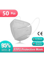 1-100pcs KN95 Masks ffp2fan 5 Layers Mouth Mask FFP2 KN95 Respirator FPP2 Masque FFP 2 Protective Face Mascarillas Masken CE