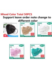 1-100pcs KN95 Masks ffp2fan 5 Layers Mouth Mask FFP2 KN95 Respirator FPP2 Masque FFP 2 Protective Face Mascarillas Masken CE