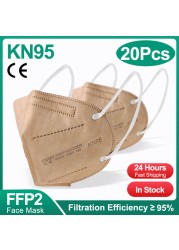 1-100pcs KN95 Masks ffp2fan 5 Layers Mouth Mask FFP2 KN95 Respirator FPP2 Masque FFP 2 Protective Face Mascarillas Masken CE