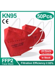 1-100pcs KN95 Masks ffp2fan 5 Layers Mouth Mask FFP2 KN95 Respirator FPP2 Masque FFP 2 Protective Face Mascarillas Masken CE