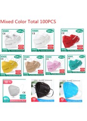 1-100pcs KN95 Masks ffp2fan 5 Layers Mouth Mask FFP2 KN95 Respirator FPP2 Masque FFP 2 Protective Face Mascarillas Masken CE