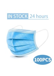 10-600pcs Disposable Fabric Face Mask Anti-pollution Particulate 3 Layers Nonwoven Filter Adult Face Mouth Mask