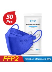 Elough FFP2 CE 0370 Mascarillas FPP2 Homologadas يوروبا KN95 قناع الأسماك شكل Mascarilla FP2 FFP 2 Masken الكبار FFP2mask 4 طبقات