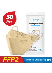 Elough FFP2 CE 0370 Mascarillas FPP2 Homologadas يوروبا KN95 قناع الأسماك شكل Mascarilla FP2 FFP 2 Masken الكبار FFP2mask 4 طبقات