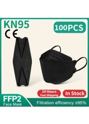 Mascarillas ffp2 قناع الوجه fpp2 المعتمدة قناع kn95 4 رقائق ffp2fan mascarillas fp2 kn 95 قناع للكبار قناع أسود ffp3 معتمد