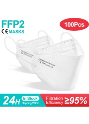 10-100pcs FFP2 Mask KN95 Fish Mask Adult Mascarillas ffp2reuse zable Protective Respirator Filter ffp2fan certification fpp2fan