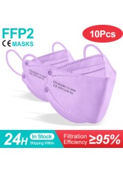 10-100pcs FFP2 Mask KN95 Fish Mask Adult Mascarillas ffp2reuse zable Protective Respirator Filter ffp2fan certification fpp2fan