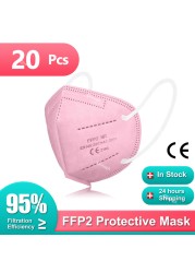 أقنعة FFP2 Mascarillas FPP2 homology adas KN95 قناع ffp2masque FFP 2 للبالغين أسود رمادي قابلة لإعادة الاستخدام 5 طبقات قناع الوجه الواقي للفم