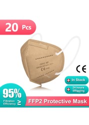 أقنعة FFP2 Mascarillas FPP2 homology adas KN95 قناع ffp2masque FFP 2 للبالغين أسود رمادي قابلة لإعادة الاستخدام 5 طبقات قناع الوجه الواقي للفم