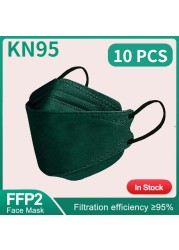 10-100 قطعة Morandi الكورية KN95 Maske FFP2 Mascarillas FPP2 أقنعة ffp2mascherine الأسود قناع وجه واقي Masque Noir FP2