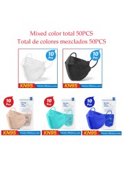 4 Layers Korean Fish FFP2 Mascarillas KN95 Mascarilla FPP2 homology ada ffp2fan CE Adult Black Face Masks Protective Filter Mask