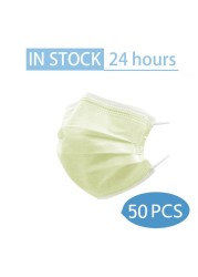 In Stock 10/100pcs Disposable Nonwoven Face Mask 3 Layers Anti Dust Respirator Mask With Elastic Ear Band For Adults