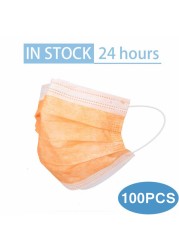 In Stock 10/100pcs Disposable Nonwoven Face Mask 3 Layers Anti Dust Respirator Mask With Elastic Ear Band For Adults