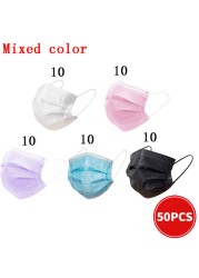 In Stock 10/100pcs Disposable Nonwoven Face Mask 3 Layers Anti Dust Respirator Mask With Elastic Ear Band For Adults