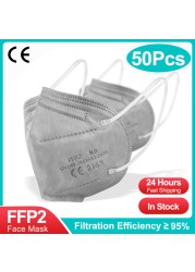 10-200pcs FFP2 Mask Respirator KN95 Mascarilla Fpp2 homology ada 5 Ply Mascarillas FP2 Black Masks Adult Face Dust Protection FFP3