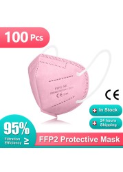 10-200pcs FFP2 Mask Respirator KN95 Mascarilla Fpp2 homology ada 5 Ply Mascarillas FP2 Black Masks Adult Face Dust Protection FFP3