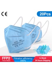 10-200pcs FFP2 Mask Respirator KN95 Mascarilla Fpp2 homology ada 5 Ply Mascarillas FP2 Black Masks Adult Face Dust Protection FFP3