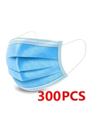 10-600pcs Disposable Masks Blue Mascarillas quiurgicas homology adas Mouth Face Mask Adult Blue 3 Layers Non-woven Filter Masque