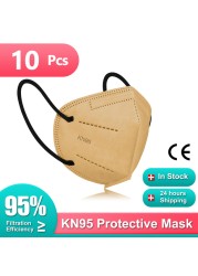 FFP2 قناع KN95 Mascarillas FPP2 وافق صحية 10-100 قطعة 5 طبقة Morandi قناع وجه واقي KN 95 تنفس FFP2MASK маска