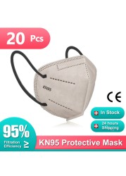 قناع الوجه FFP2 Mascarillas KN95 بلون سادة 5 طبقات قناع ffp2mascarilla FPP2 Mascarilla FPP2 homology ada Masque KN95 10-100 قطعة