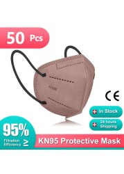 قناع KN95 قناع 5 طبقات من Mascarillas FPP2 قناع الوجه للبالغين من homologada KN95 Mascherine FFP2 شهادة CE قناع حماية FFP2