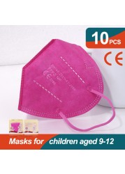 10-50 قطعة KN95 قناع N95MASK ffp2mask 9-12 سنوات للأطفال ffp2 mascarillas fpp2 niños homologadas negras masques منظمة ffpp2