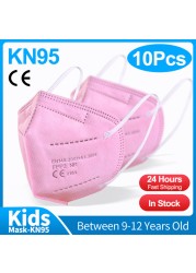 10-50 قطعة KN95 قناع N95MASK ffp2mask 9-12 سنوات للأطفال ffp2 mascarillas fpp2 niños homologadas negras masques منظمة ffpp2