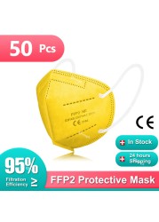 10-200 قطعة KN95 Maske KN95 Mascarilla FPP2 homology ada قناع الوجه الأبيض فلتر أسود KN95FFP2 قناع واقية أقنعة الفم ffp2fan