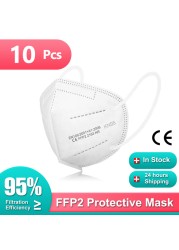 10-200 قطعة KN95 Maske KN95 Mascarilla FPP2 homology ada قناع الوجه الأبيض فلتر أسود KN95FFP2 قناع واقية أقنعة الفم ffp2fan