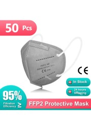 10-200 قطعة KN95 Maske KN95 Mascarilla FPP2 homology ada قناع الوجه الأبيض فلتر أسود KN95FFP2 قناع واقية أقنعة الفم ffp2fan