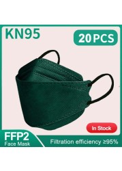 10-100 قطعة الاطفال الكورية Morandi KN95 Maske المتاح قناع الوجه الاسود الأطفال FPP2 أقنعة FFP2 Mascarillas niños Masque Enfant FP2