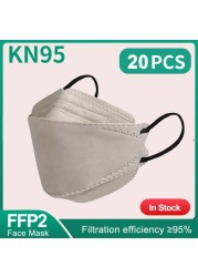 10-100 قطعة الاطفال الكورية Morandi KN95 Maske المتاح قناع الوجه الاسود الأطفال FPP2 أقنعة FFP2 Mascarillas niños Masque Enfant FP2