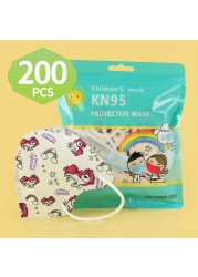 FFP2 KN95 Unicorn Mask For Kids Thicker Mask 5 Layers KN95 Mask Children Anti-Fog Mouth Mask Student Respirator Mask