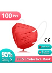 10-100 قطعة FFP2 Mascarillas 9 الالوان FPP2 Homologada يوروبا FFP3 Mascarilla KN95 5 طبقات الكبار FFP2Mask CE FP2 قناع FFP 2