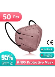 Adult KN95 Masks 5 Layers FFP2 Mascarillas FPP2 homology ada Colores ffp2mascherine 10-100pcs FFP 2 Respirator Mask KN 95