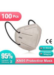 Adult KN95 Masks 5 Layers FFP2 Mascarillas FPP2 homology ada Colores ffp2mascherine 10-100pcs FFP 2 Respirator Mask KN 95