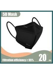 5D Protective Face Mask KN95 Approved FPP2 FFP2 Mascarillas Morandi Masque FFP 2 Adult ffp2fan CE Black Mascherina FFPP2 Masks