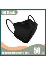 5D Protective Face Mask KN95 Approved FPP2 FFP2 Mascarillas Morandi Masque FFP 2 Adult ffp2fan CE Black Mascherina FFPP2 Masks