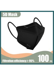 5D Protective Face Mask KN95 Approved FPP2 FFP2 Mascarillas Morandi Masque FFP 2 Adult ffp2fan CE Black Mascherina FFPP2 Masks