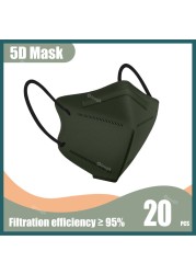 5D Protective Face Mask KN95 Approved FPP2 FFP2 Mascarillas Morandi Masque FFP 2 Adult ffp2fan CE Black Mascherina FFPP2 Masks