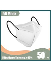 5D Protective Face Mask KN95 Approved FPP2 FFP2 Mascarillas Morandi Masque FFP 2 Adult ffp2fan CE Black Mascherina FFPP2 Masks