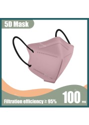 5D Protective Face Mask KN95 Approved FPP2 FFP2 Mascarillas Morandi Masque FFP 2 Adult ffp2fan CE Black Mascherina FFPP2 Masks