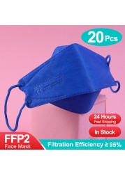 10-100 قطعة قناع لون ffp2fan kn95 اقنعة ce اسماك mascarillas ffp2reuse zable الكبار kn95 قناع وافق قناع الوجه الصحي fpp2