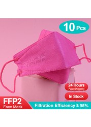 10-100 قطعة قناع لون ffp2fan kn95 اقنعة ce اسماك mascarillas ffp2reuse zable الكبار kn95 قناع وافق قناع الوجه الصحي fpp2