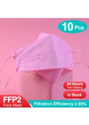 10-100 قطعة قناع لون ffp2fan kn95 اقنعة ce اسماك mascarillas ffp2reuse zable الكبار kn95 قناع وافق قناع الوجه الصحي fpp2