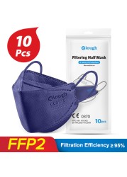 10-100pcs FFP2 Mascarilla FPP2 homology ada 5 layers ffp2fan Protective KN95 Face Mask Black Fish Mask FFP2 colores Maske Adult