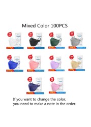 10-100pcs FFP2 Mascarilla FPP2 homology ada 5 layers ffp2fan Protective KN95 Face Mask Black Fish Mask FFP2 colores Maske Adult